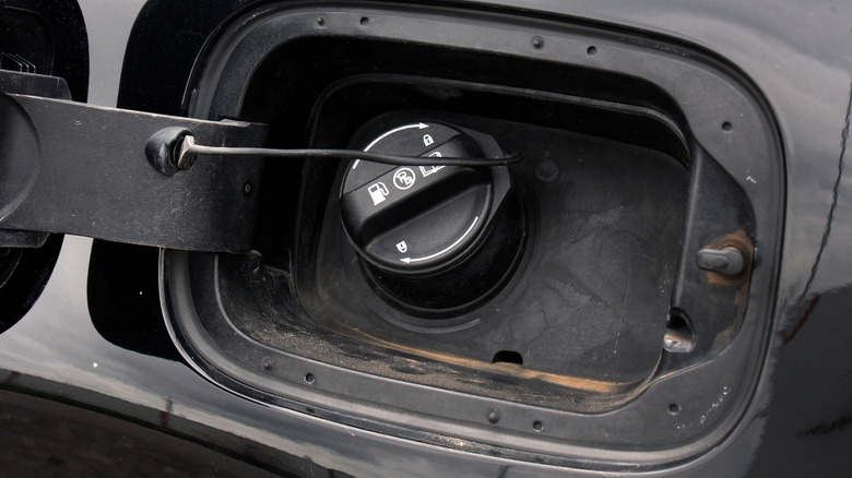 Close up of a gas cap.