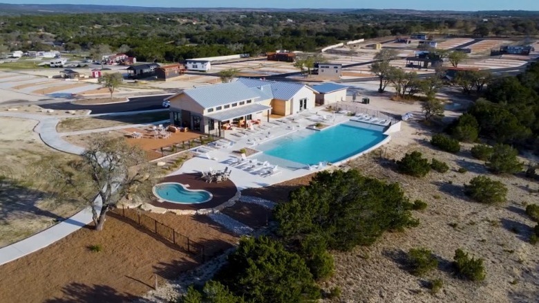 Aerial view of the Firefly Resort Clubhouse and RV sites