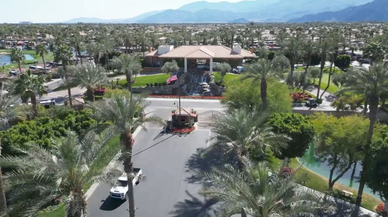Aerial view of the Motorcoach Country Club entrance