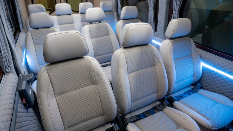 Three rows of seating in a vehicle