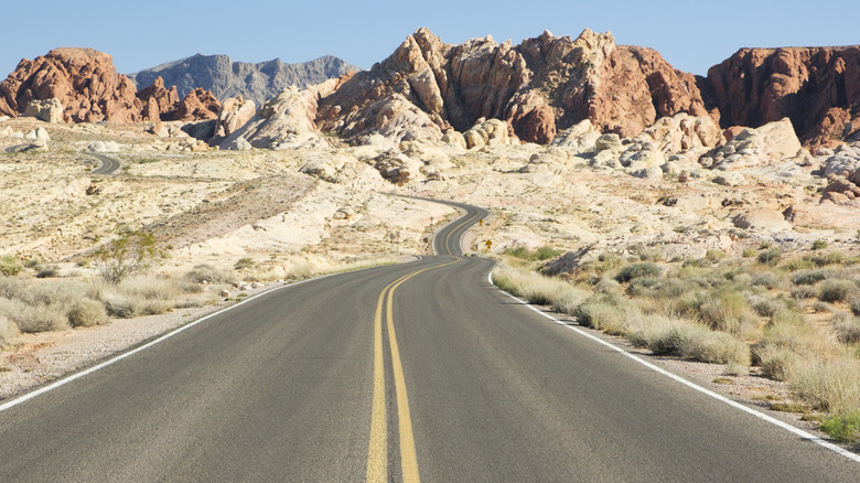 A road in a deserted area in Nevada