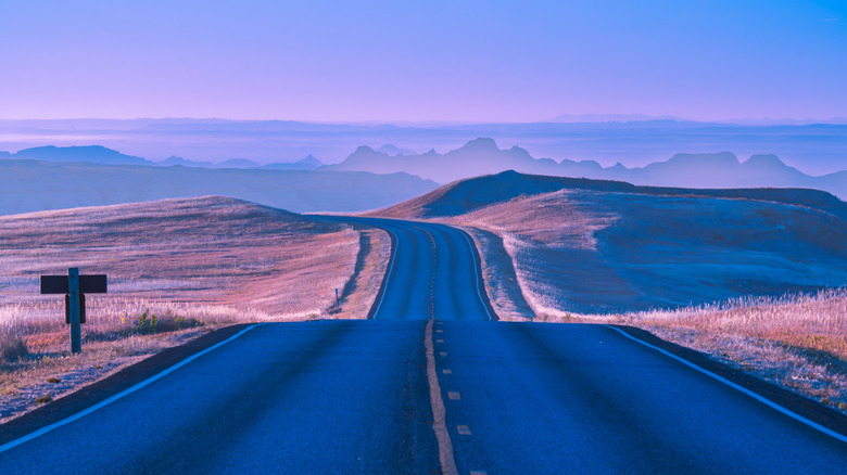 A picture of a long road in the South Dakota Badlands