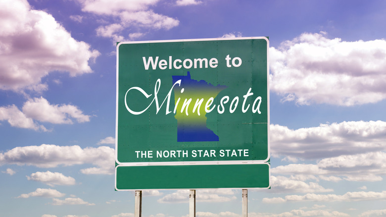 Minnesota welcome sign saying the north star state