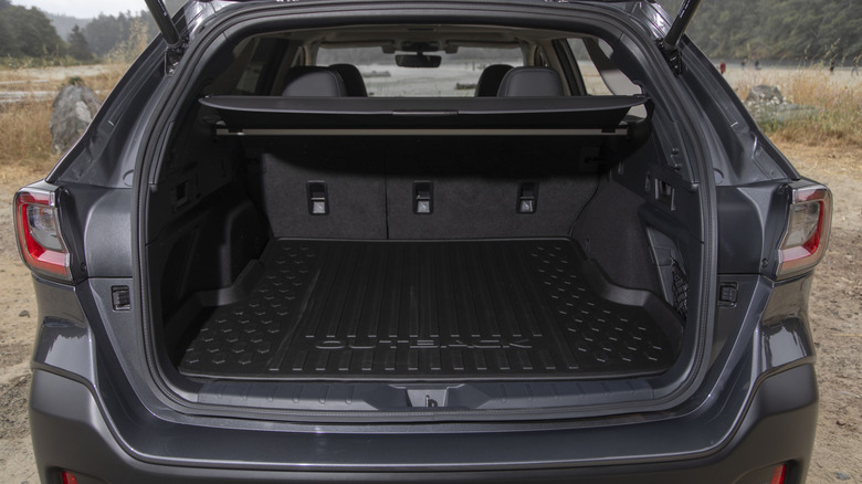 A direct view into the cargo area of a 2020 Subaru Outback.