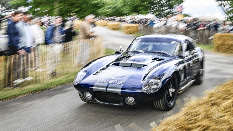 Shelby Cobra Daytona Coupe performing a demonstration drive during the Classic Days 2025 Grand Meeting event on the Rittergut Birkhof,