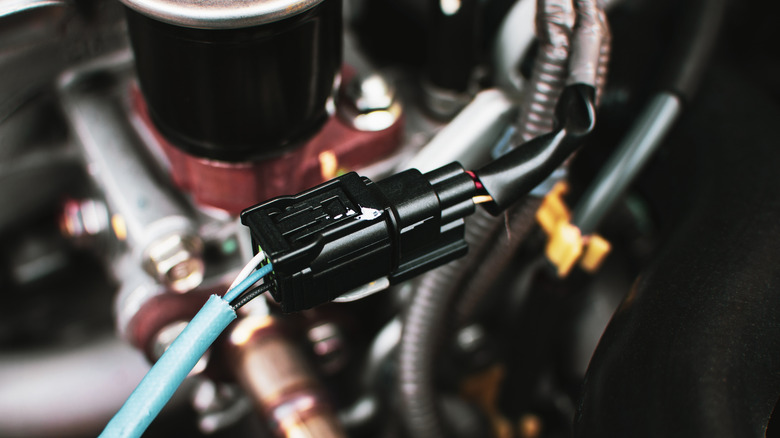 Automotive wire connector close-up.