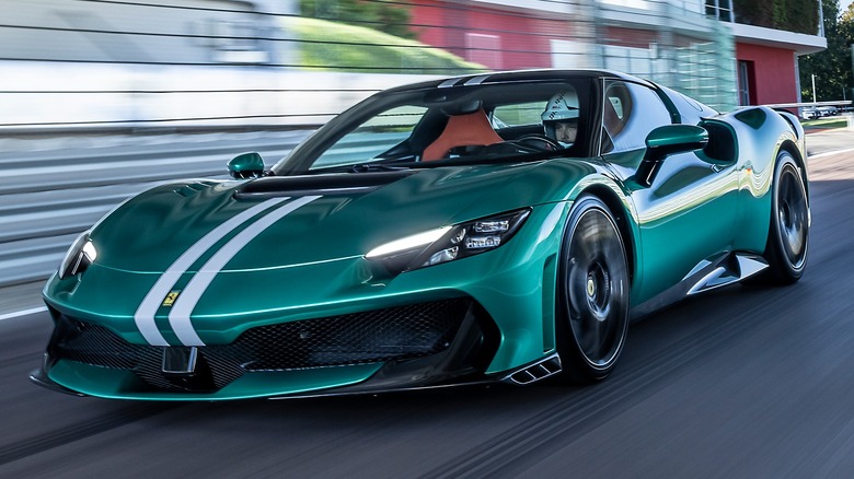 A green 2026 Ferrari 296 GTB Speciale.