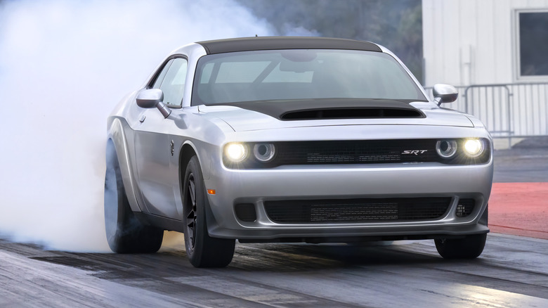 2023 Dodge Challenger SRT Demon 170 on drag strip front 3/4 view