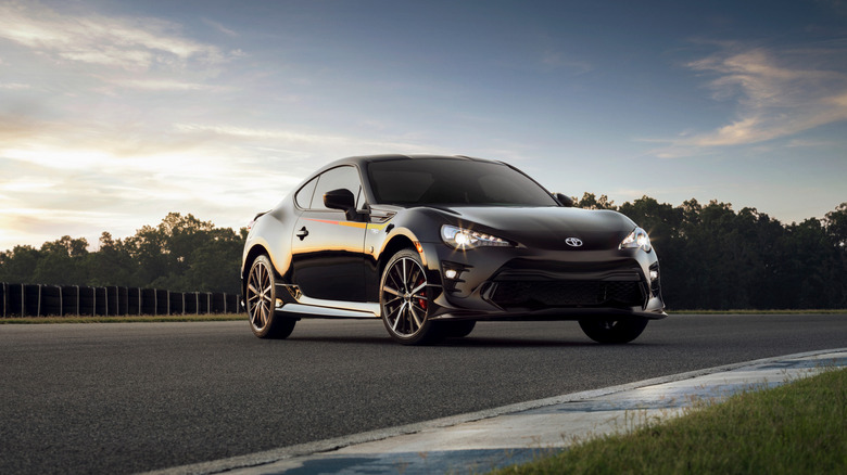 2019 Toyota 86 TRD Pro edition on racetrack.