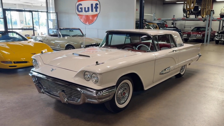 Beige 1959 Ford Thunderbird front 3/4 view