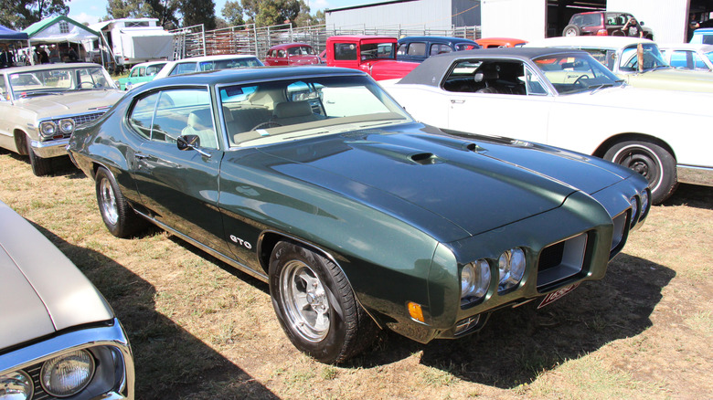 Green 1970 Pontiac GTO Hardtop front 3/4 view