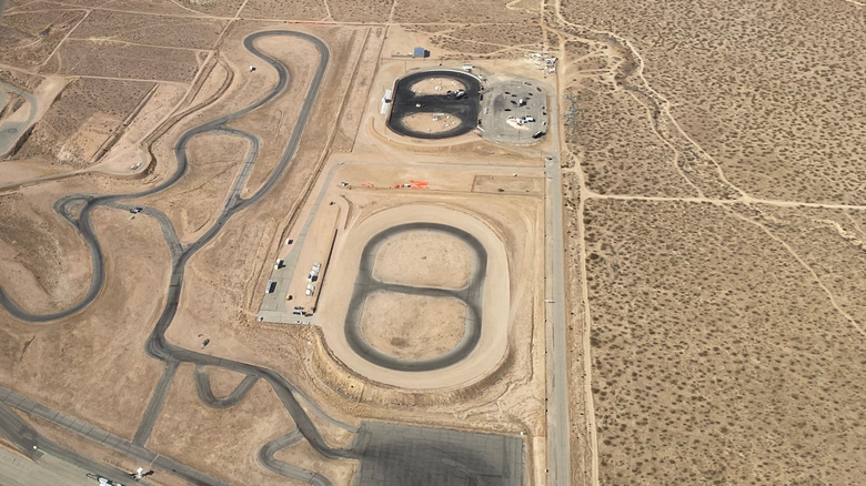 Various tracks at Willow Springs International Raceway are visible from above.