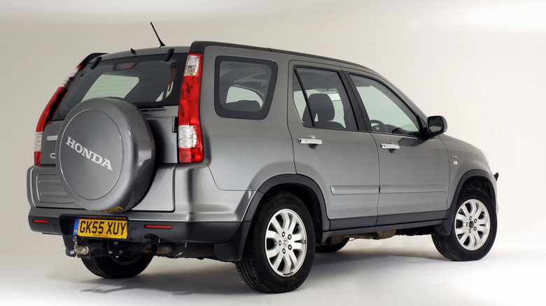 A studio shot of a gray Honda CR-V.