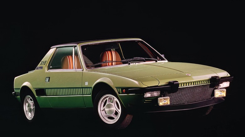 Fiat X1/9 front 3/4 view on black background