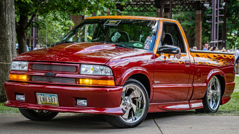 Chevy S-10 truck leaving a car show.
