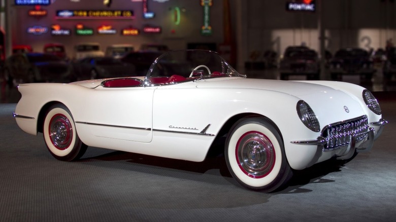 Chevrolet Corvette in a showroom garage
