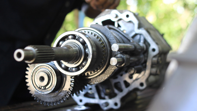 The interior of a transmission is exposed to daylight.