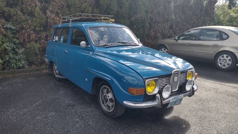 1970 Saab 95 Wagon Rally Homage front three-quarter image