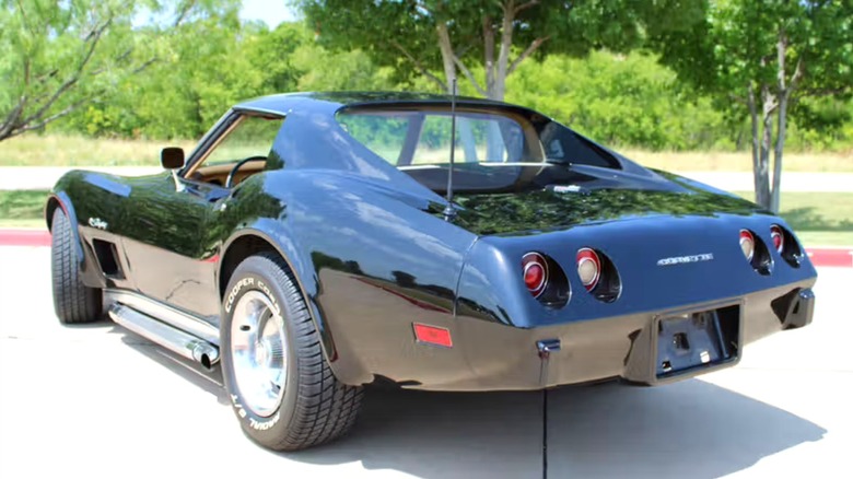 A rear-left 3/4 of a 1974 Corvette 454 LS4