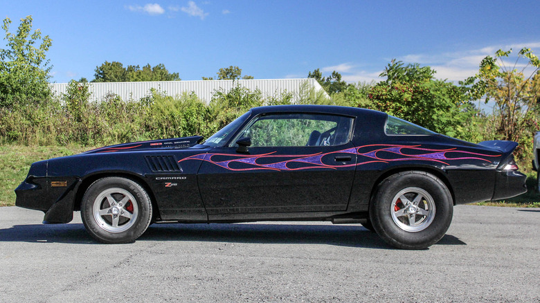 Profile view of the restomod 1979 Chevy Camaro for sale.