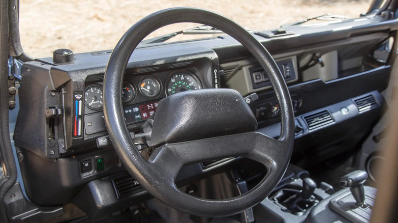 An interior view of Kim Basinger's 1997 Land Rover Defender 90 NAS