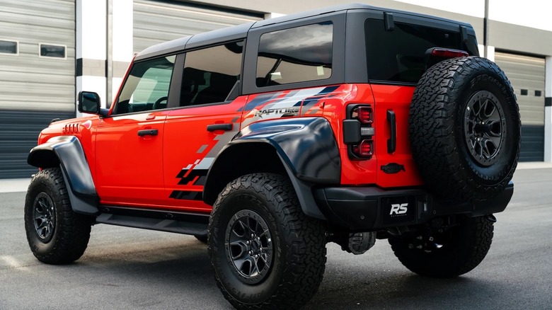 Rear 3/4 of the 2022 Ford Bronco Raptor for sale.