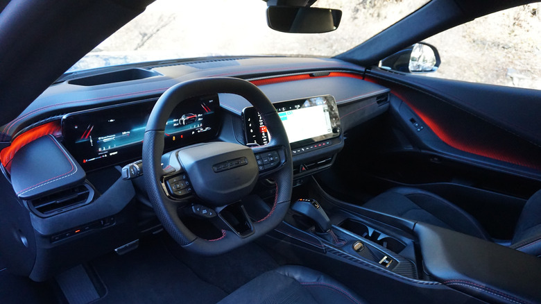 Interior position of a bluish 2026 Dodge Charger Sixpack Scat Pack
