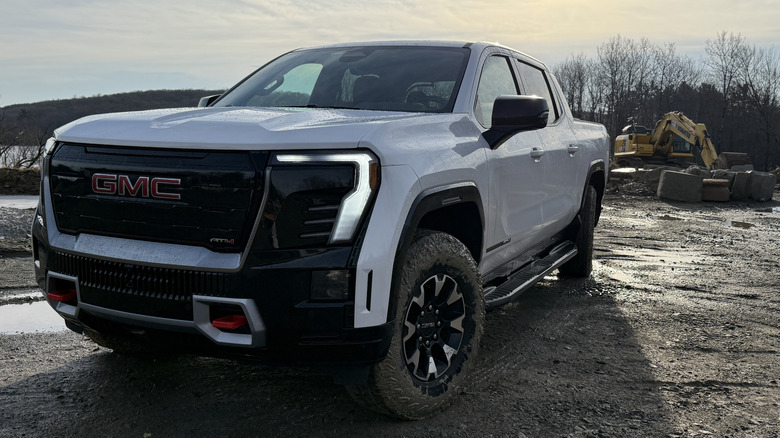 2026 GMC Sierra EV AT4 Max Range front 3/4 view