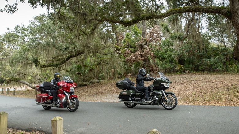 Road Glide Limited and Street Glide Limited riding in tandem