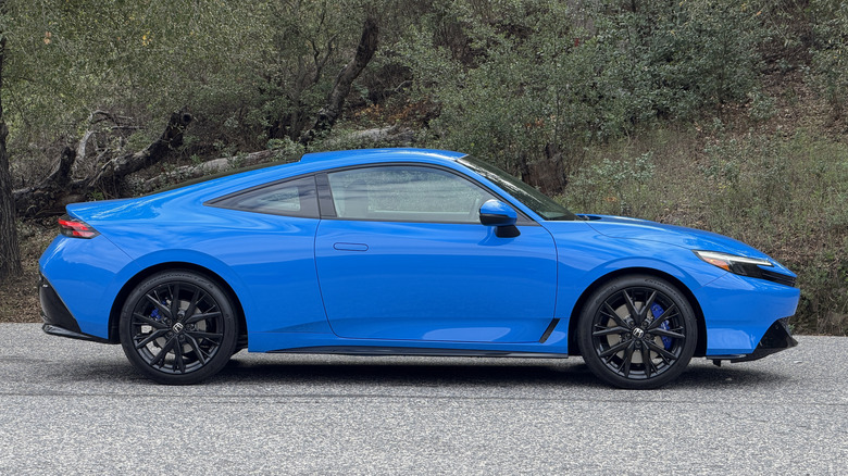 Side view of a blue 2026 Honda Prelude