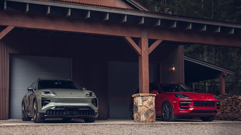 2026 Porsche Cayenne Turbo Electric side by side with the old Cayenne