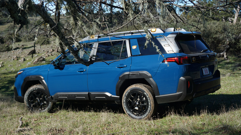 Blue 2026 Subaru Outback Wilderness rear 3/4 view