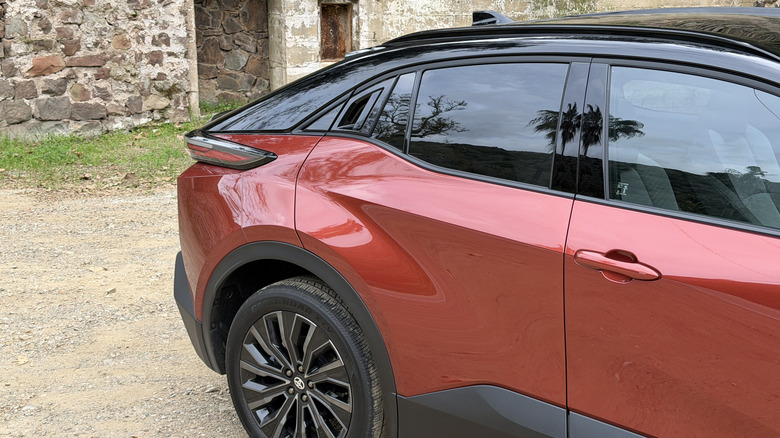 Rear fender detail of an orange 2026 Toyota C-HR