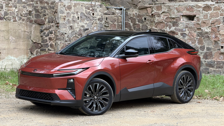 Front 3/4 view of an orange 2026 Toyota C-HR