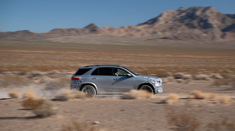 Side view of a camouflaged Mercedes-Benz GLE