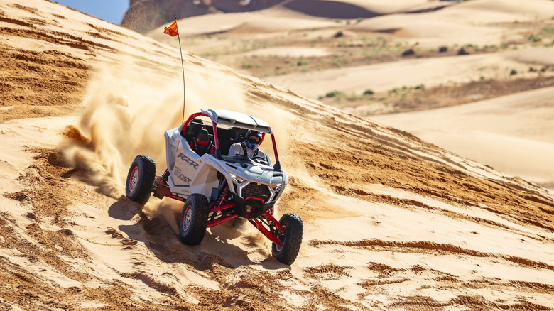 Driving the Polaris RZR Pro R Boost in the dunes