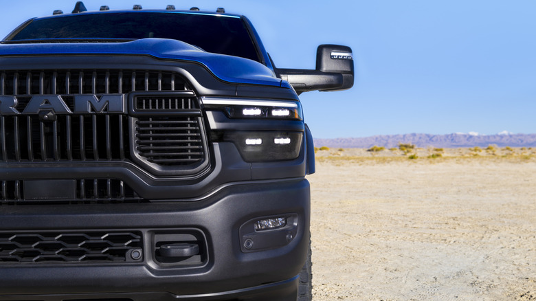 front view of a blue 2027 Ram Power Wagon Cummins