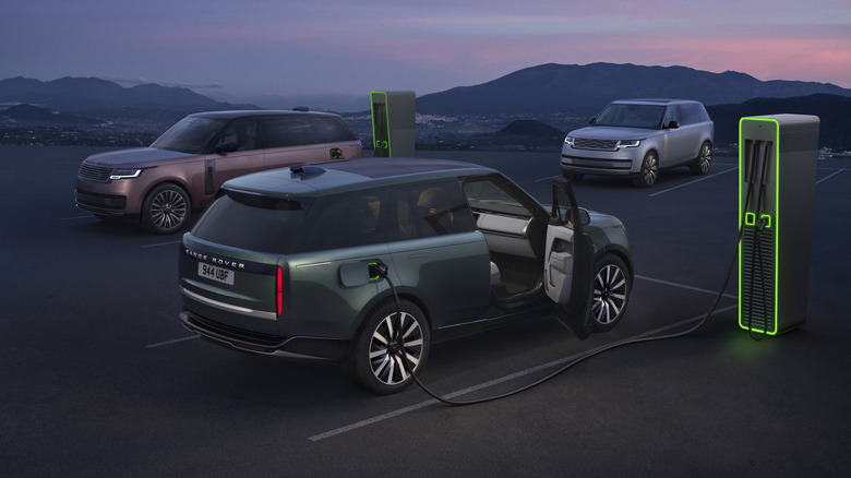 Three Range Rover Electrics plugged in