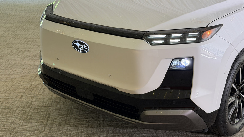 Front end of a white 2027 Subaru Getaway