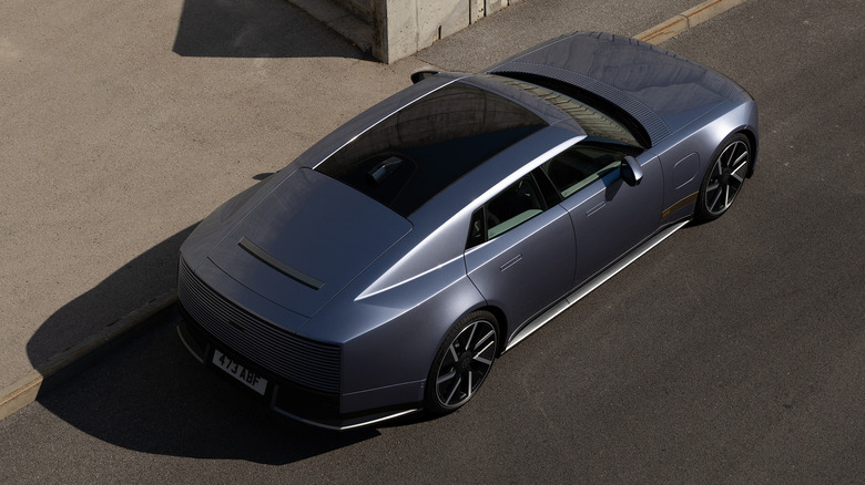 Top-down view of a blue 2028 Jaguar Type 01