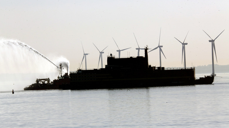 The Russian floating nuclear power station, the Akademic Lomonosov, in 2018