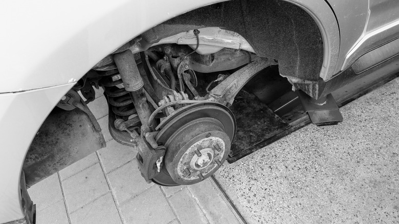 An exposed disc brake