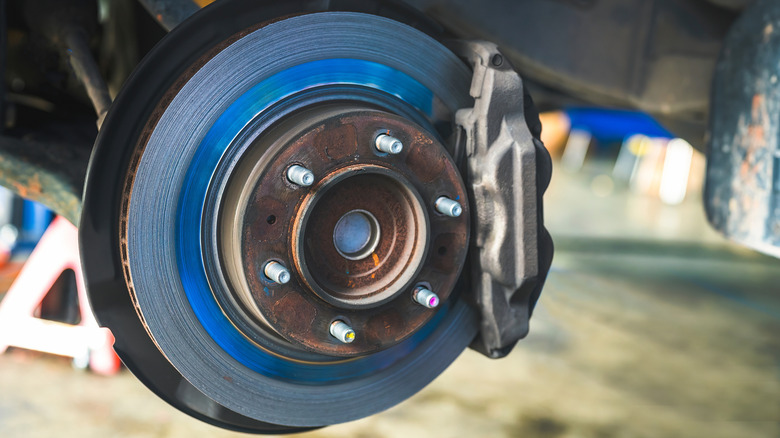 A worn out disc brake