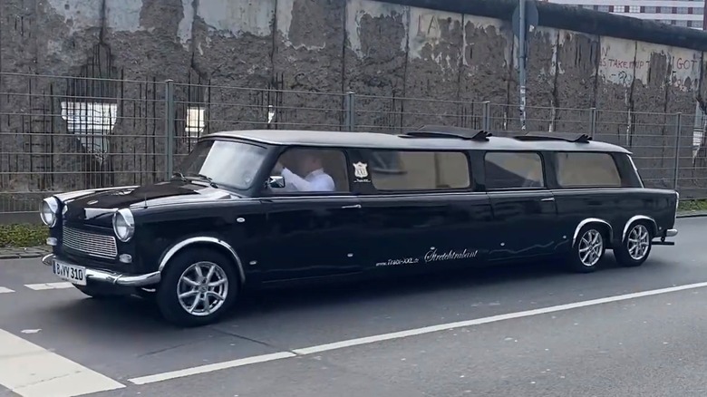 A black Trabant stretch limousine in Berlin