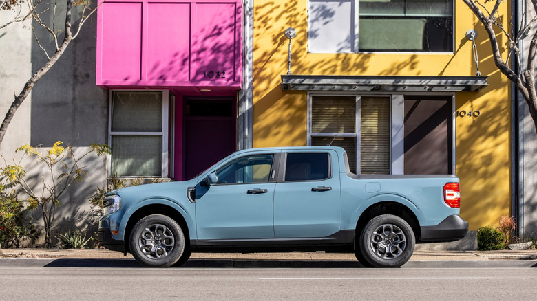 the Ford Maverick parked on a city street