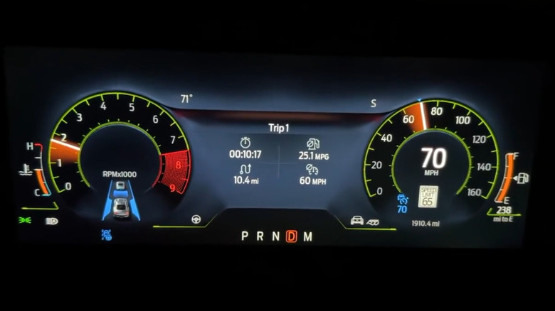 2024 Ford Mustang GT instrument panel showing fuel-economy