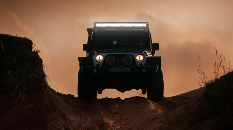 A Jeep Wrangler equipped with a accessory light bar.