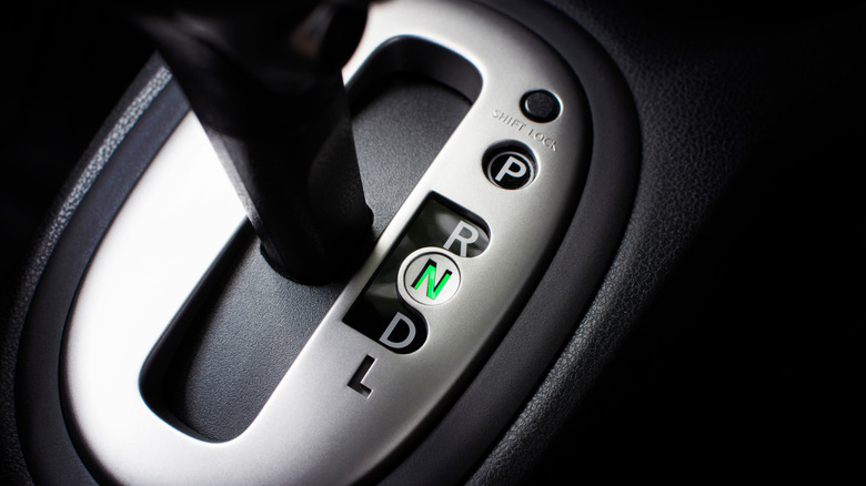 An automatic transmission lever set to neutral