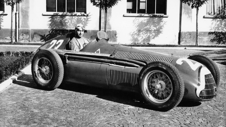 Juan Manuel Fangio in his Alfa Romeo during his first season in Grand Prix racing, 1950