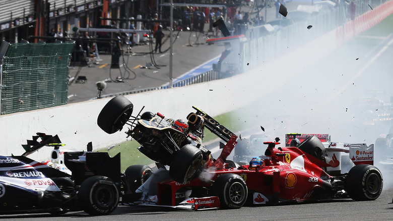 Romain Grosjean causing a collision at Spa, 2012